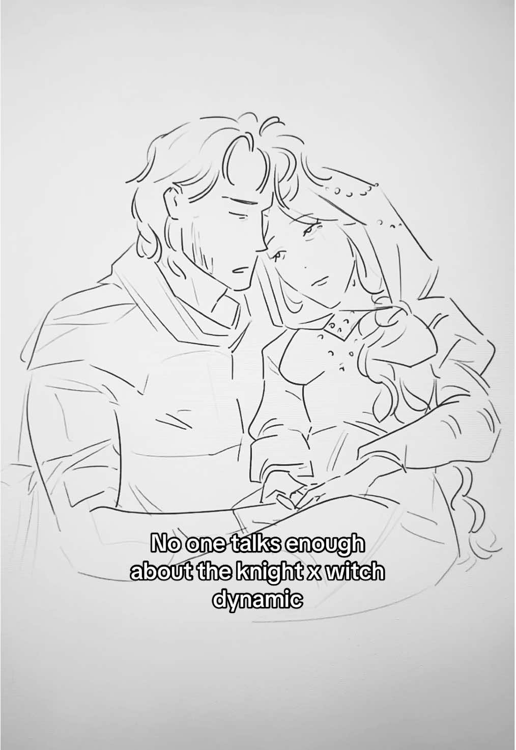 Everyone talks about princess x knight, but they forget about this one. #knight #witch #goldenbrown #medievalromance #artmeme 