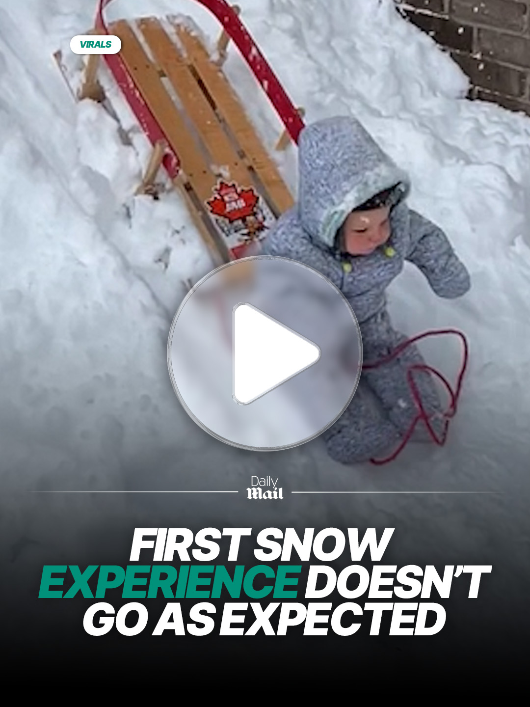 Baby’s first snow experience doesn’t go as expected 😅 📸Newsflare/mikelockey #family#kids