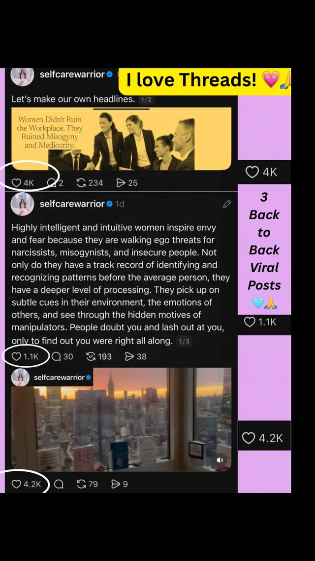 Love Threads. 💗🙏🩵 Thank you to the wonderful readers on there for supporting my three back to back viral posts! Threads is like a utopia on the internet with some of the best and empathic people congregated in one space. #threads #witchesforkamala #nycapartments #fyp #viral