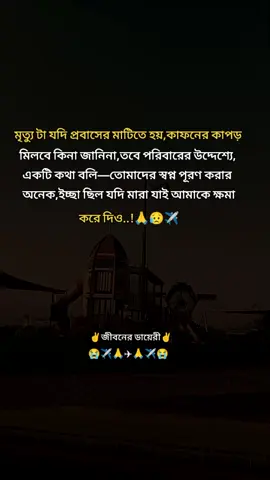 মৃত্যু টা যদি প্রবাসের মাটিতে হয় কাফনের কাপড় মিলবে কিনা জানিনা..!! 😥🙏✈️😭✈️😭🙏🤲🤲🤲✈✈️✈🙏🙏🙏 #দুবাইপ্রবাসী🇧🇩🇦🇪 #প্রবাসীজীবন #foryoupage #foyou #jibonerdairi0 