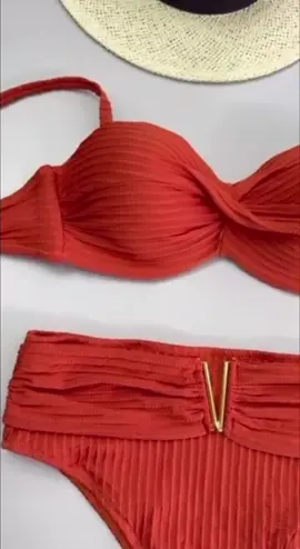 Biquíni Texturizado Canelado com Bojo e Cintura Alta ##verão#praia