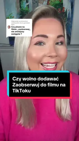 Odpowiadanie użytkownikowi @Życie garściami bierz czy wolno dodawać CTA- zaobserwuj na TikTokowych filmach #engaged #tiktokgrowth #cta 