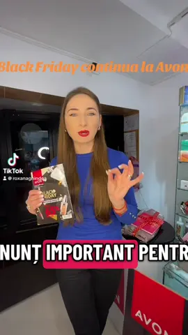 🎉 Black Friday continuă la AVON! Până pe 16 noiembrie, ai reduceri de până la 65% la sute de produse 😍 Dar cel mai fain e că tu câștigi între 15% și 40% din tot ce vinzi! 💄💰 👉 Profită acum de ofertele