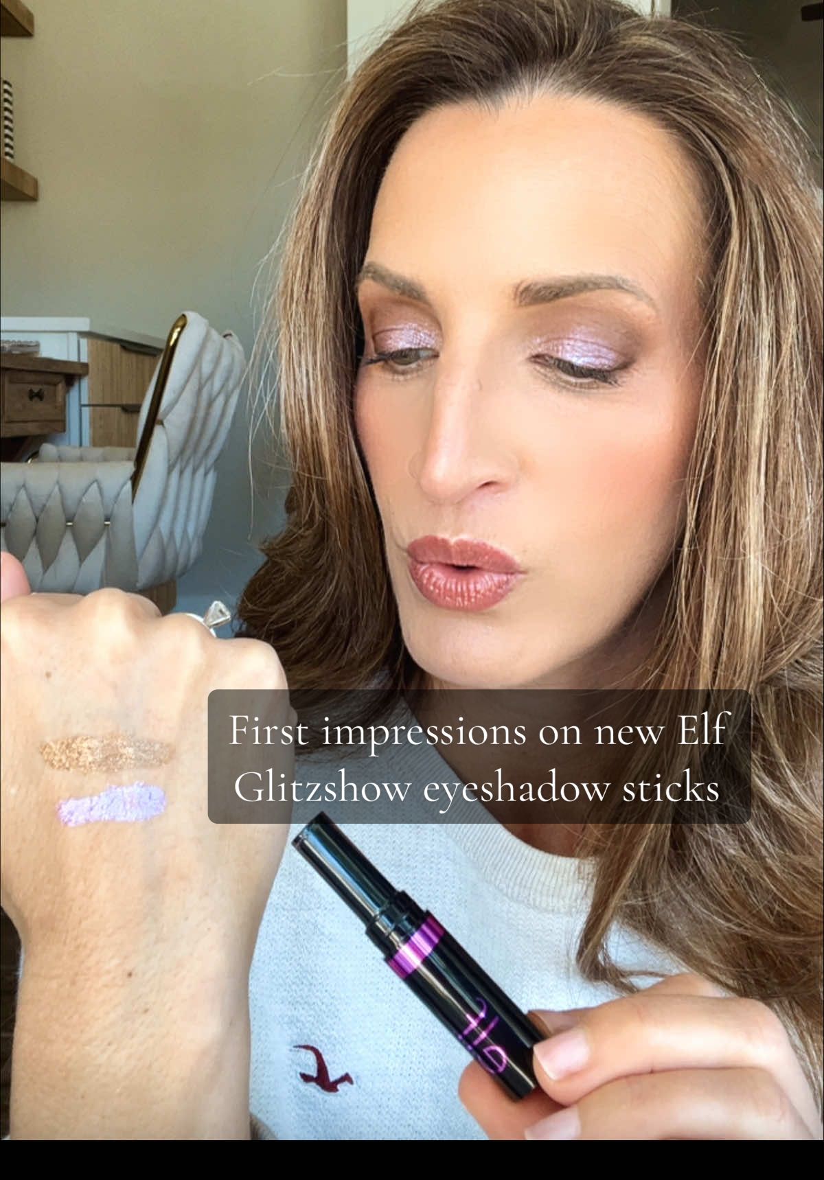 First impressions on the new Elf Glitzshow shadow sticks.✨@e.l.f. Cosmetics - Royal Foil & Lavish Affair  #elfcosmetics #eyeshadowsticks #newmakeupproduct #firstimpression #makeuptok 
