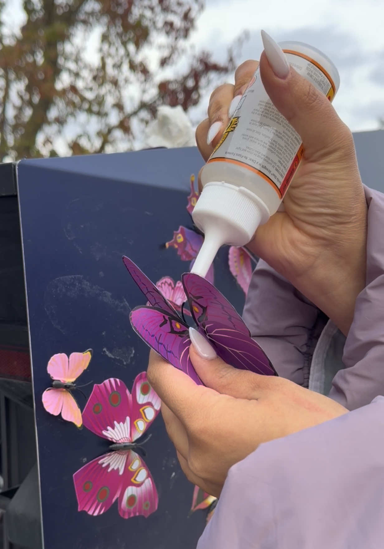 Part 2 of my butterfly cybertruck. Trust the process bc so am I 😖😂😂 I hope it all turns out good or imma rip that wrap off. #fyp #foryoupage #trending #fup 