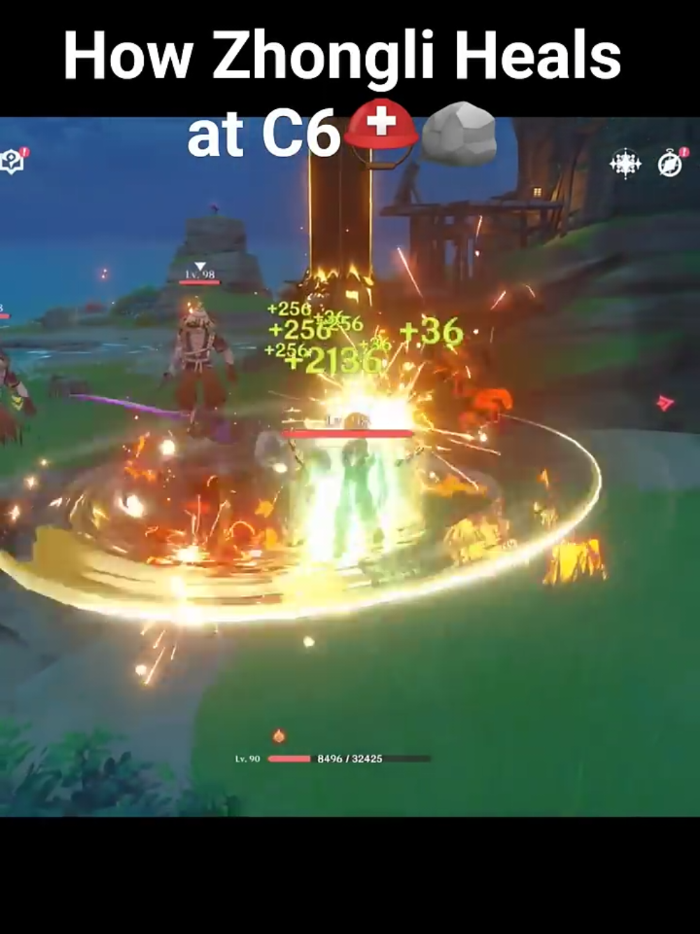 How Zhongli Heals At C6⛑️🪨 #GenshinImpact #zhongli #gaming #shorts #ghostofgenshin @GenshinImpact_En 