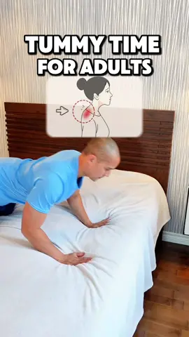 If you sit a lot, scroll a lot, or feel your neck getting weaker and tighter, causing your back to round more each year, you need to try this. I call it “Tummy Time for Adults,” inspired by my little one’s tummy time sessions. I’d lie beside her and do these same gentle movements to strengthen the muscles that support my head and neck. I hope this helps 💙 Download the Justin Agustin Fitness app for the full-length routine 💪🏽 #stretch #neckpain #posture