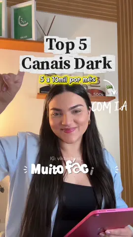 Top 5 canais dark com I.A pra você fazer aí da sua casa 🏠 #tiktokshop #canaldark #ia 