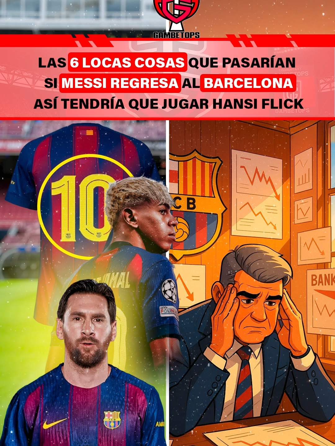 ¡Las 6 locas cosas que pasarían si Messi regresa al Barcelona! ¡Así tendría que jugar Hansi Flick! #futbol #barcelona #messi #lamineyamal