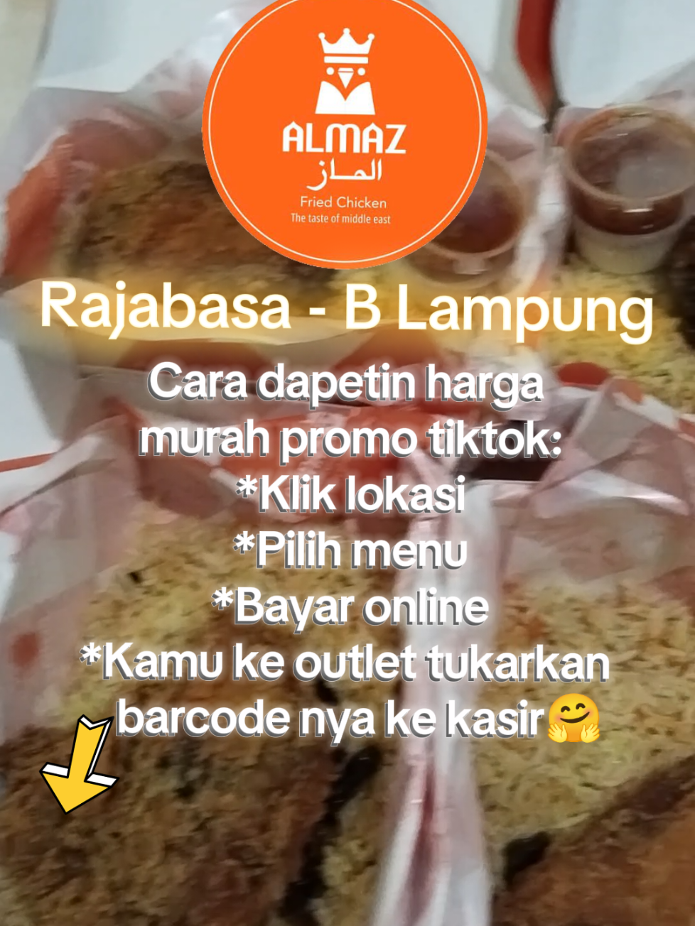 Ayam almaz sangat juicy,lembut dan autentik khas Timur Tengah, harga terjangkau👍😊#almaz #kulinertiktok #tiktokgo #bandarlampung #fyp 