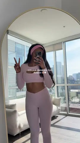 all of my pink sets and accessories can be found in my storefront 🩷 #pinkworkoutset #pilatesprincess #workoutsets #amazonworkoutclothes #athleticwear 