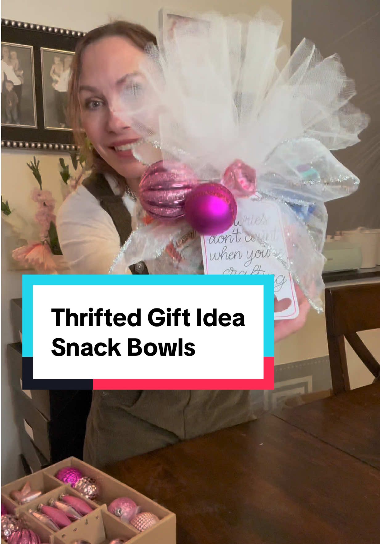 Snack bowls for my crafting friends are done and I can’t believe how cute they turned out 😍 my big scrapbooking trip is already next week!  I can’t wait to suprise them 🥰 be sure to follow along for more fun creative gift ideas ❤️#thriftfinds #thriftedgifts #creativegiftideas #diygifts #cutegiftideas 