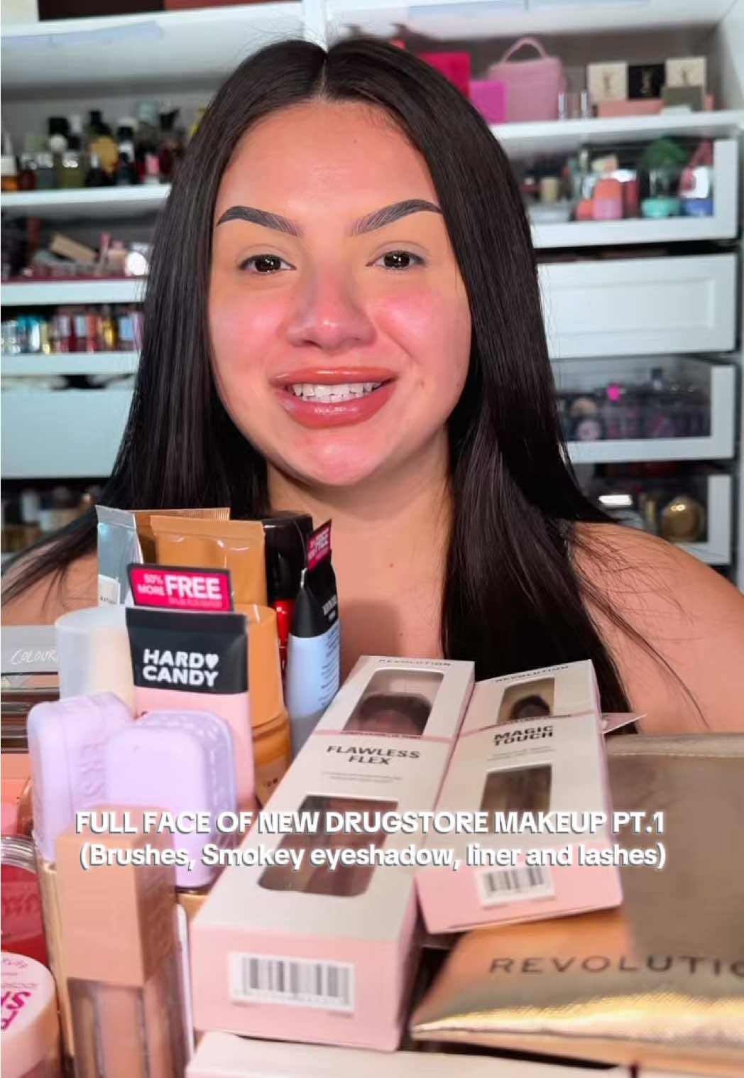 Full Face of 🌟NEW Drugstore makeup 🌟 brushes, eyeshadow palette, eyeliner and lashes to get this Smokey eye look   @Makeup Revolution Brushes  @essence.cosmetics lash princess eyeliner  @ColourPop Cosmetics gone metal eyeshadow palette  #eyeshadowtutorial #eyemakeuptutorial #drugstoremakeup #firstimpression #newlaunch 