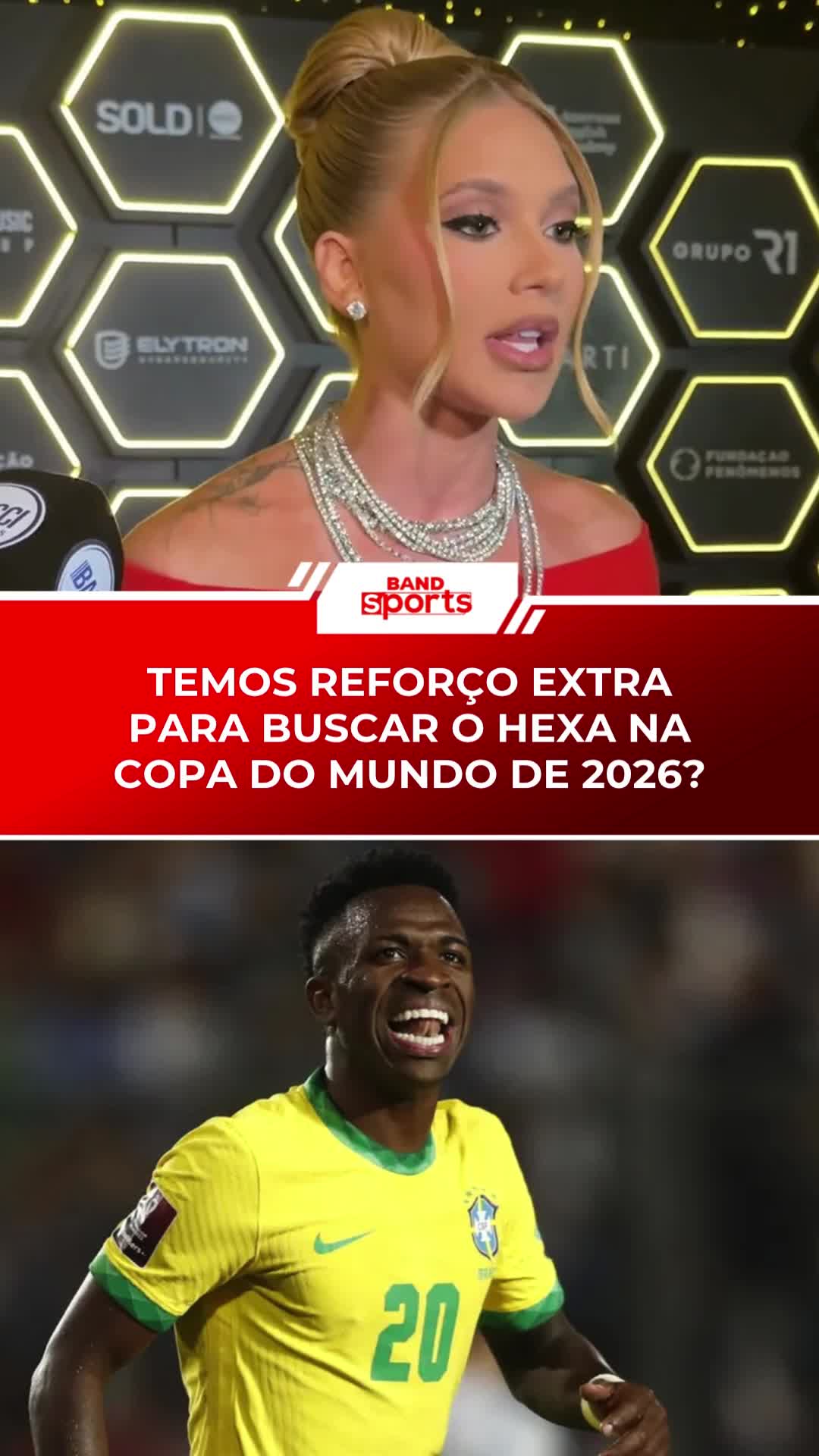 REFORÇO DENTRO E FORA DE CAMPO 😅 Virgínia Fonseca, influencer e namorada de Vinicius Júnior, marcou presença no Leilão Galácticos e falou sobre a nova fama dentro do mundo de futebol. Será que a musa vai trazer boa sorte para a Seleção? #BandSports #Virginia #ViniJr #LeilãoRonaldo #Seleção #CBF