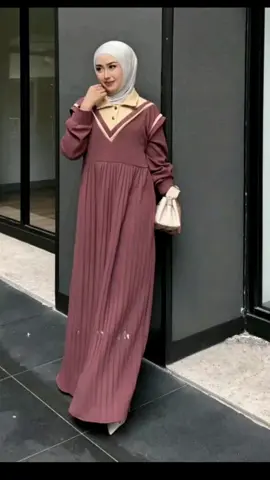 Gebv Dress Knit By Lanre Muslimah Casual Elegan - Gamis Pleatec Lengan Panjang Bisa Untuk Busui #gamiskekinian #fashionmuslim #ootdgamis #bajulebaran #bajuviral 