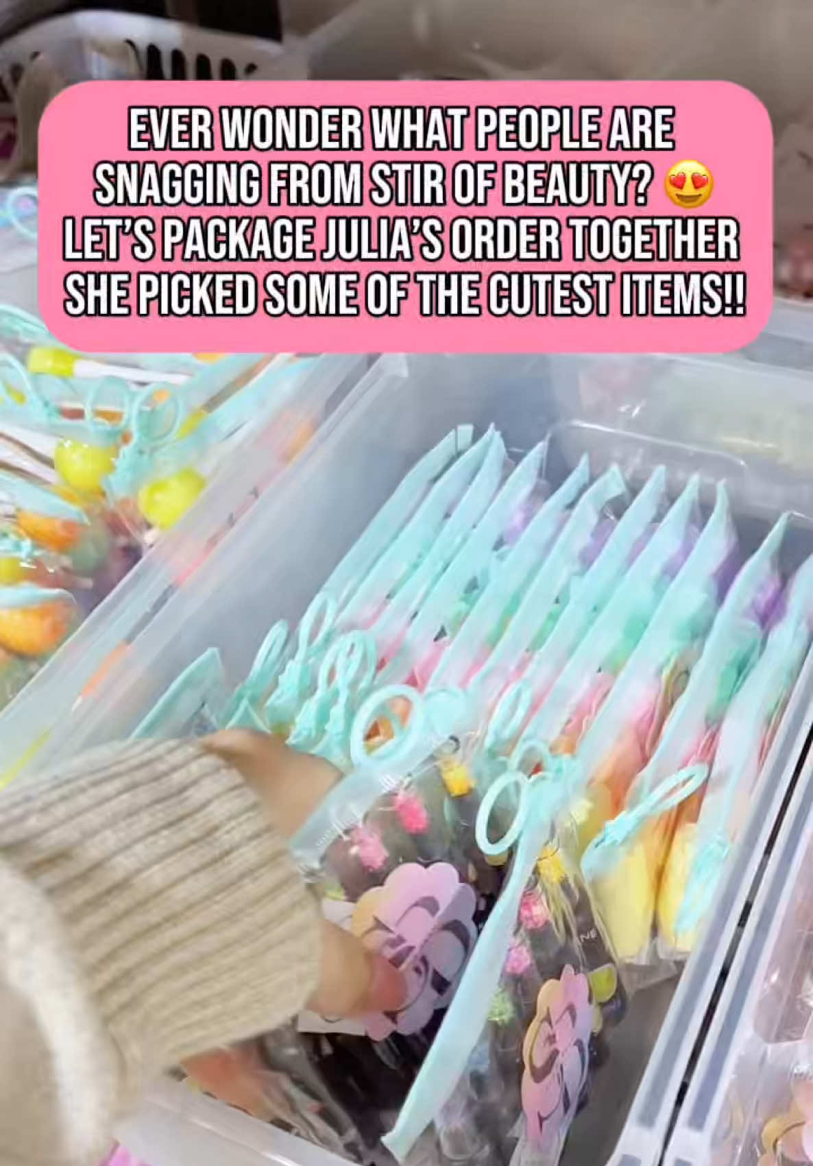 If you’re wondering what our customers actually buy from our store… 👀 Come watch us package Julia’s order together! 🤩💖 You might just find your next favorite goodies 😍✨