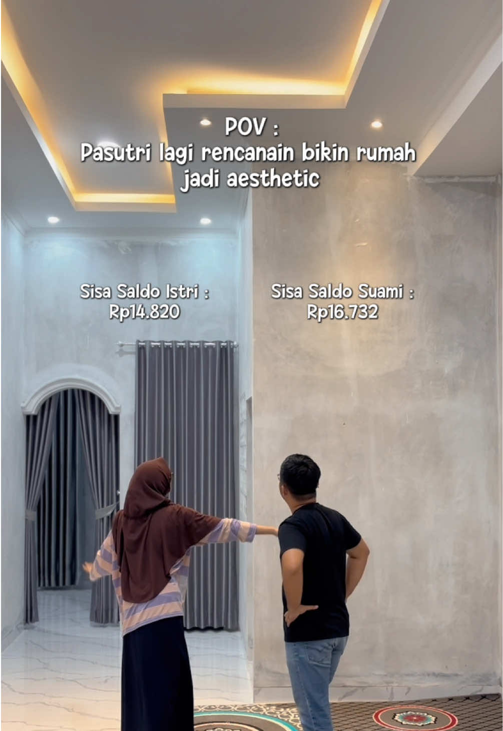 Kalo diperhatiin sih, yang baju item lumayan tertekan dengan angan-angan bininye ye. Padahal saldo dia lebih banyak ☹️ #kontenhiburan #bangunrumah #rumahimpian 