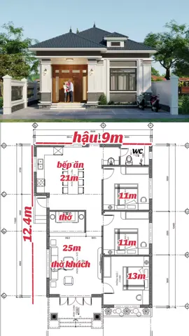 Nhà đẹp.  mẫu nhà vườn mái nhật phong cách hiện đại.  Mẫu nhà vườn hai không gian.  ngôi nhà đẹp có diện tích phủ bì 8*12.4 m  hậu 9m.  công năng sử dụng 3 ngủ khách thờ bếp wc.  chi phí xây dựng từ 1,_1,2 tỷ. #giadinh  #nhavuondep  #nhadep  #nhadepnongthonmoi  #xuhuong 