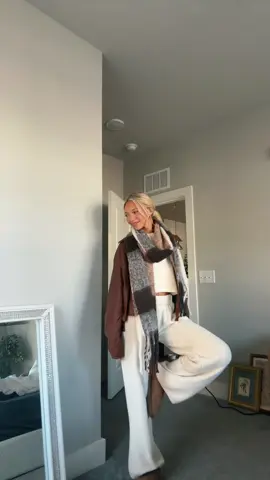 cold day outfit inspo!  - scarf: @Old Navy  - white set: @TJ Maxx  - jacket: thrifted 