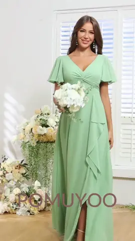 Sage green modest long chiffon bridesmaid dresses #formaldress #chiffondress👗 #weddinginspo2026 #wedding #sagegreen #bridesmaids #bridesmaidsdresses #sagegreen 
