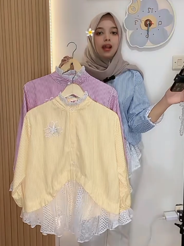 CH BILKA BLOUSE KATUN STRIP BRUKAT STANDAR/JUMBO #blousewanita #blousejumbo #blousecantik #blousemurah #blouseterbaru 