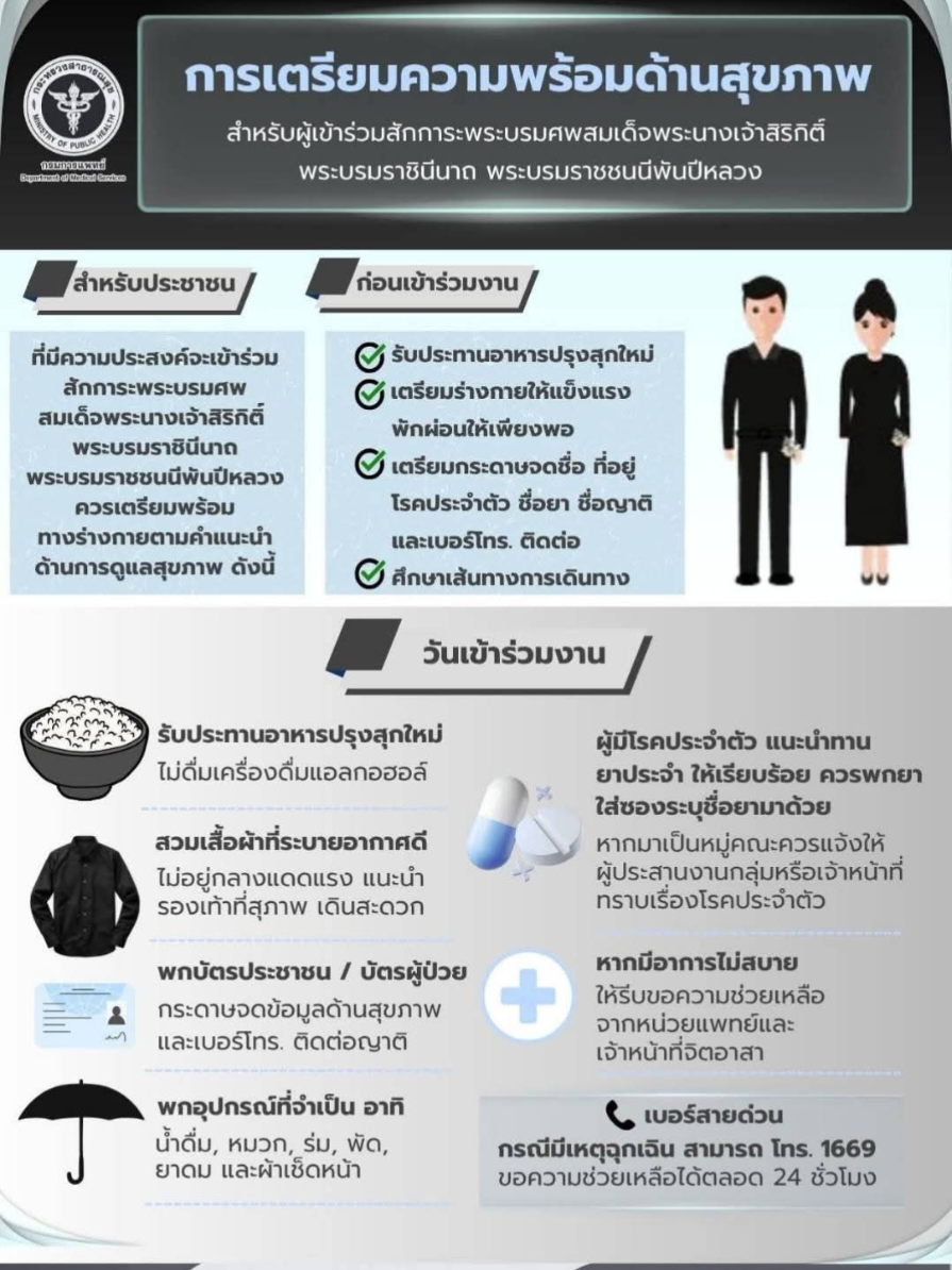 การเตรียมความพร้อมด้านสุขภาพ สำหรับผู้เข้าร่วมสักการะพระบรมศพสมเด็จพระนางเจ้าสิริกิติ์ พระบรมราชินีนาถ พระบรมราชชนนีพันปีหลวง #สมเด็จพระนางเจ้าสิริกิติ์พระบรมราชินีนาถ #สักการะพระบรมศพ #พระพันปีหลวง  #tik_tok #การเตรียมความพร้อม 