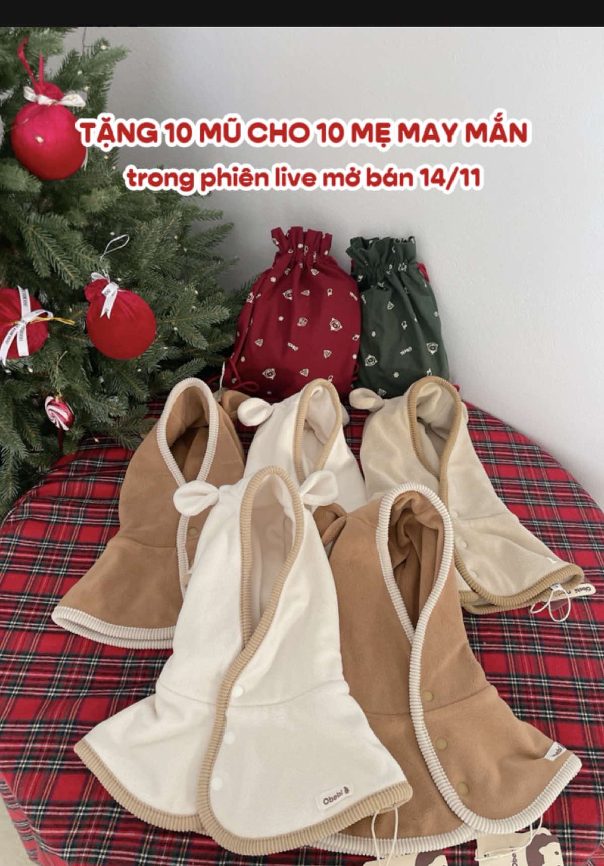 Săn giỏ hồng trong phiên live mở bán 14/11 | 10 mũ lông cừu cho 10 mẹ may mắn 🎄🎄 #obebi #viral 