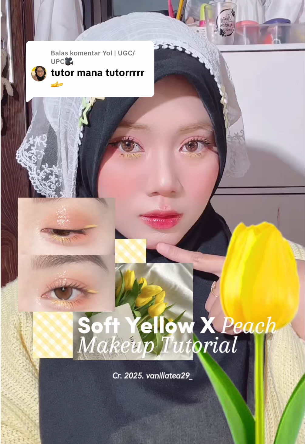 Membalas @Yol | UGC/UPC🎥 here’s the tuto 🫶🏻✨ #yellowmakeup #makeuptutorial #peachmakeup #makeup #makeuplook 