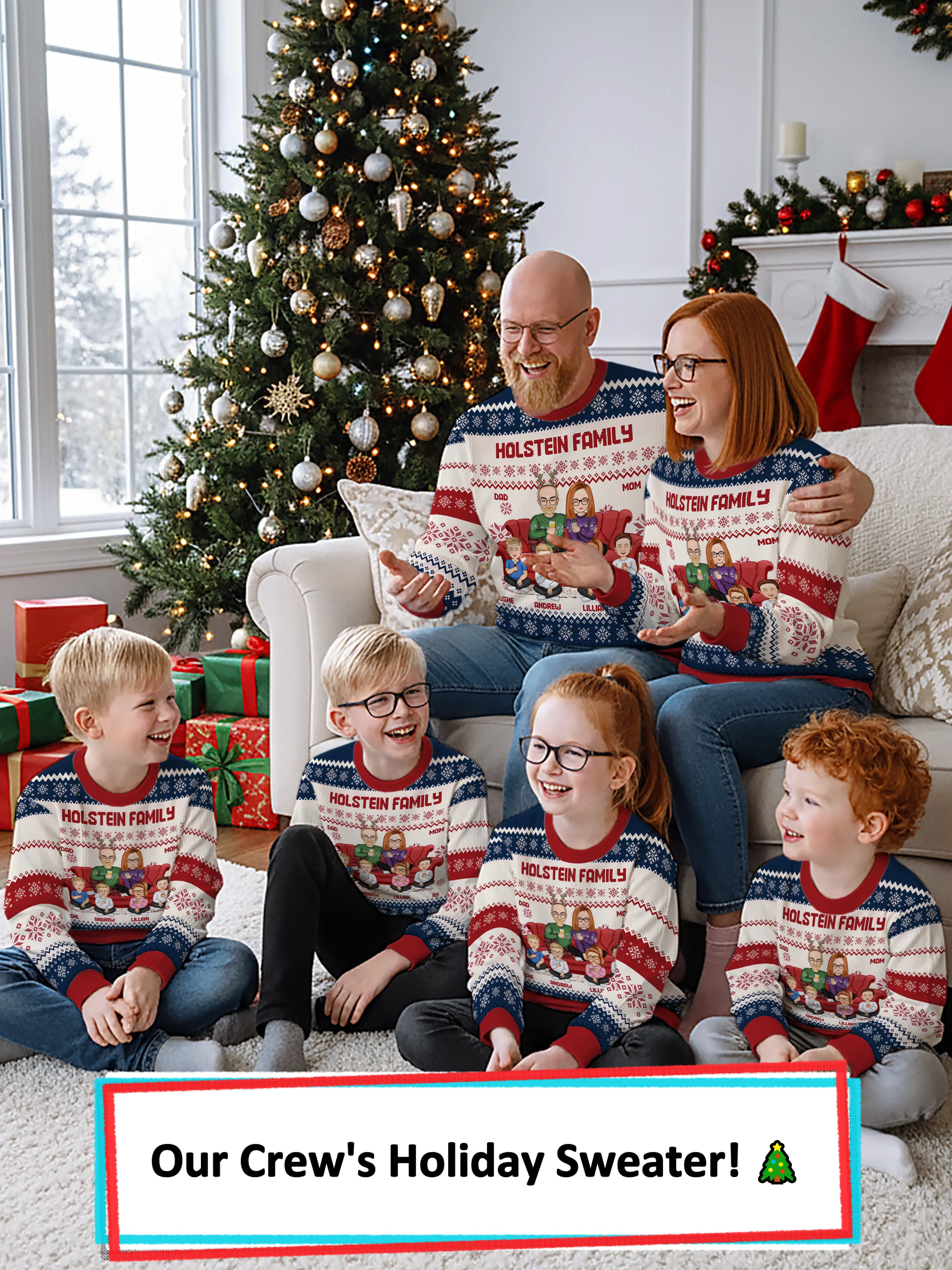 Every sweater shows our family together creating smiles, laughter, and holiday happiness ✨#wanderprints #personalized #gifts #Christmas #giftforfamily