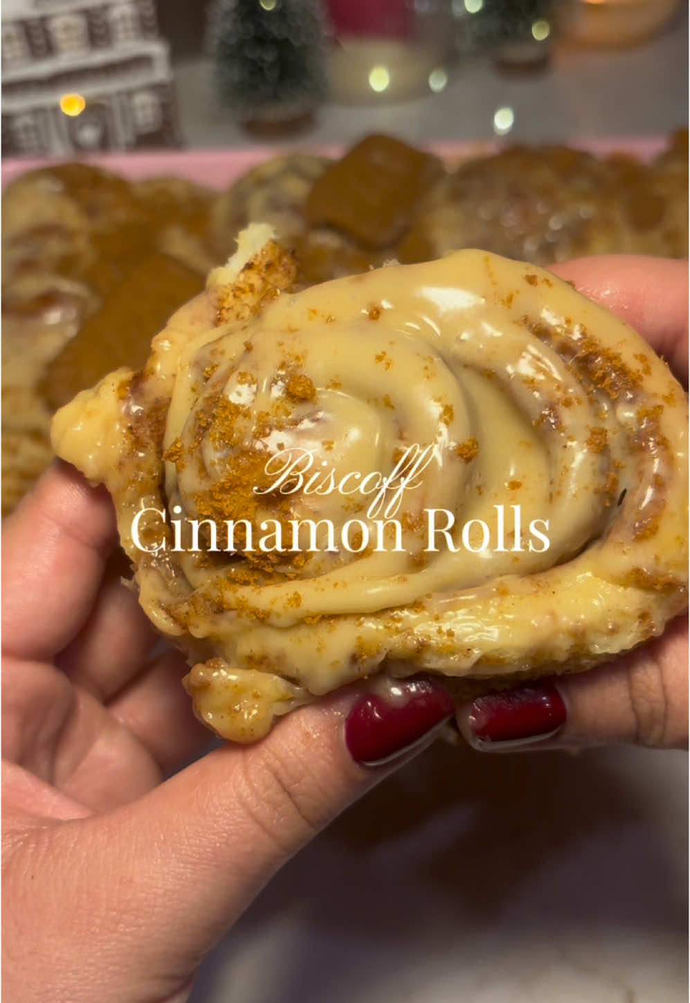 Biscoff cinnamon rolls! the long awaited recipe is here 😍✨ this is seriously the best cinnamon flavor i’ve done! the cookie butter really makes this recipe memorable 🤎 recipe below ⬇️ Dough:  * 540 g bread flour * 2 1/2 tbs active yeast * pinch of salt  * 3/4 cup milk * 2 room temp eggs  * 1 tsp vanilla extract or paste      * 1/2 cup granulated sugar * 1/2 cup room temp butter * 1/2 cup greek yogurt * 1/2 cup cream for soaking the rolls after proofing! do not put into dough directly  Biscoff Filling * 1/4 cup room temp butter * 1/4 cup biscoff cookie butter ( melt for easy mixing) * 1/2 cup crushed biscoff cookies * 1/2 cup brown sugar * 1 tbs ground cinnamon Cream Cheese frosting * 8oz/ 1 block of cream cheese * 1 3/4 cup powdered sugar * 1/4 cup melted biscoff cookie butter  Optional Topping  * crushed biscoff cookies  1. Activate yeast using yeast packet into a warm milk bowl with 1 tbs of granulated sugar ( from the 1/2 cup for the dough) Let sit for 5-7 minutes. Should be foamy at the top. Do not use hot water! it will kill the yeast 2. mix flour and salt together in a separate bowl. throw in yeast mixture, eggs, sugar, vanilla, soft butter and greek yogurt together. mix together until combined for 1 minute and rest for 5. mix until  a dough ball forms. shouldn’t stick to the bowl at all or surface. add flour as needed. cover with plastic wrap or towel to let proof for at least an hour. 3. meanwhile dough proofs combine all ingredients for the biscoff filling. 4. also meanwhile dough proofs like your baking tray with parchment paper and lightly grease with butter or oil spray. 5. after proofing time is over, roll dough into 15x16 square and spread filling. Cut into strips and roll, i made this into 12 medium rolls.  6. Place into lined baking dish. Cover rolls and let proof again for 45 minutes. 7. After proofing warm up the cream and  cover each roll.  8. for my rolls i baked then at 350F for around 30-35 minutes. keep an eye on them until they’re golden brown or each internal temp of 190F-200F. 9. Meanwhile baking combine all ingredients for cookie butter cream cheese frosting. set aside. 10. admire the deliciousness 🤭 then spread cream cheese frosting across rolls! 11. Top with biscoff cookie crumble and whole cookies. Let cool for 15 minutes then enjoy.  #baking #cinnamonroll #biscoff #viral #christmas #holidays #holidayrecipe #christmasrecipe #cinnamonbun #biscoffrecipe #cinnamonrolls #cozyrecipe #dessert #fallrecipe #recipeidea #bakingidea #fyp #foryou #christmasgiftideas 