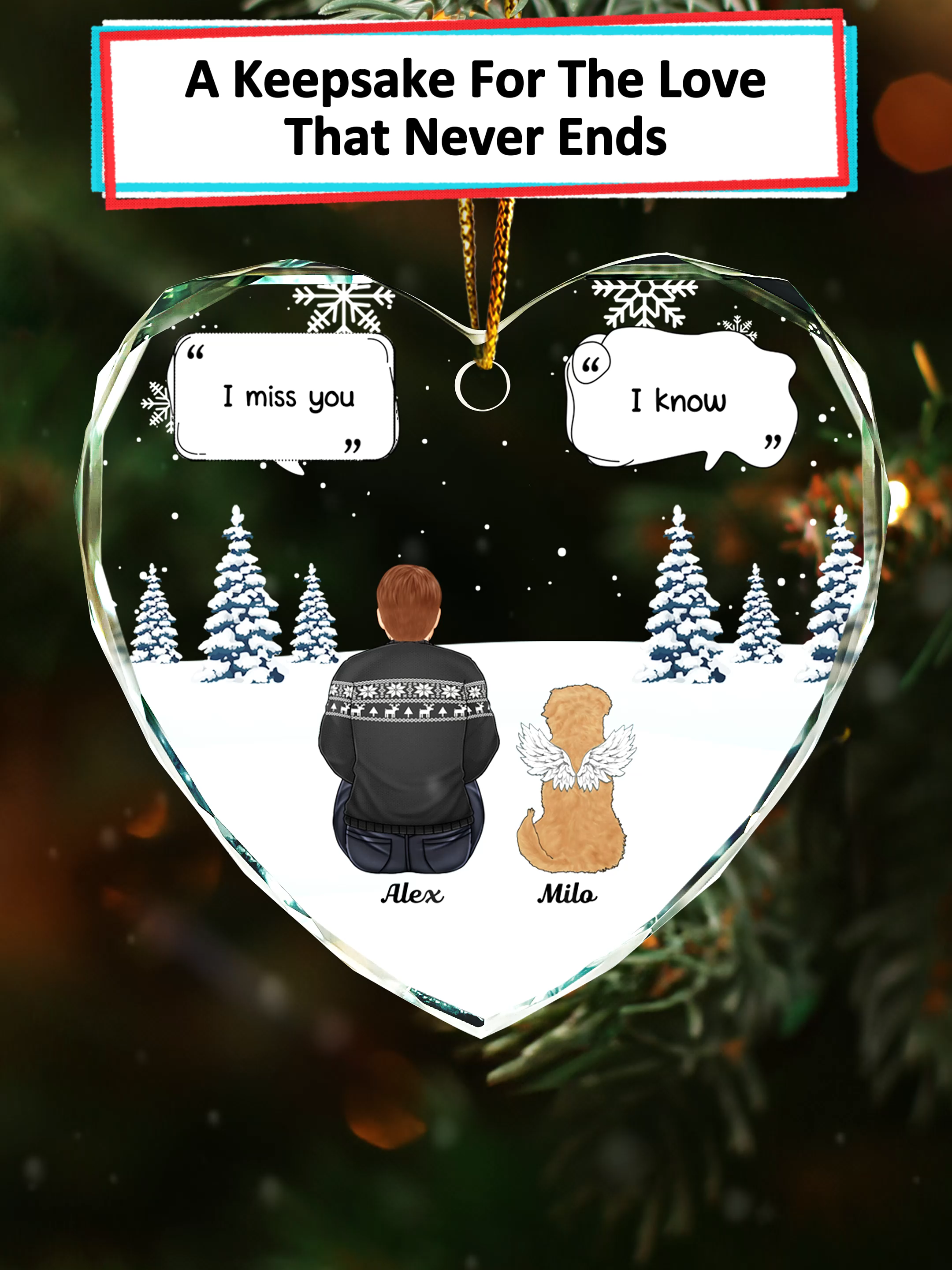 Holding this heart shaped glass ornament makes me feel our bond never ends ❤️ #wanderprints #personalized #gifts #Christmas #giftforpetlovers