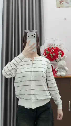 Áo Dệt Kim Dài Tay kẻ sọc #aodetkim #aolen #thoitrangnu #phoidoxinh #xuhuong 