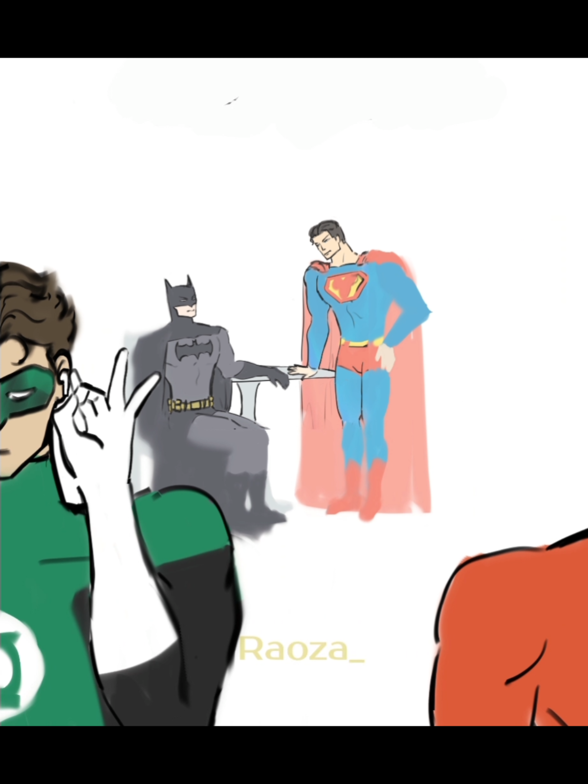 Airpods done thundercunted outta there (he'll have to crawl around and search for them later) #dc #batman #brucewayne #superman #clarkkent #greenlantern #haljordan #flash #theflash #barryallen #justiceleague #fyp #art #animation 