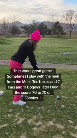 That was a great game , Sometimes I play with the Men from the Mens Tee boxes and Sometimes I tie the score 70 to 70 on 18holes #golftok #golfgirl #golftiktok #golfjourney #teetime 