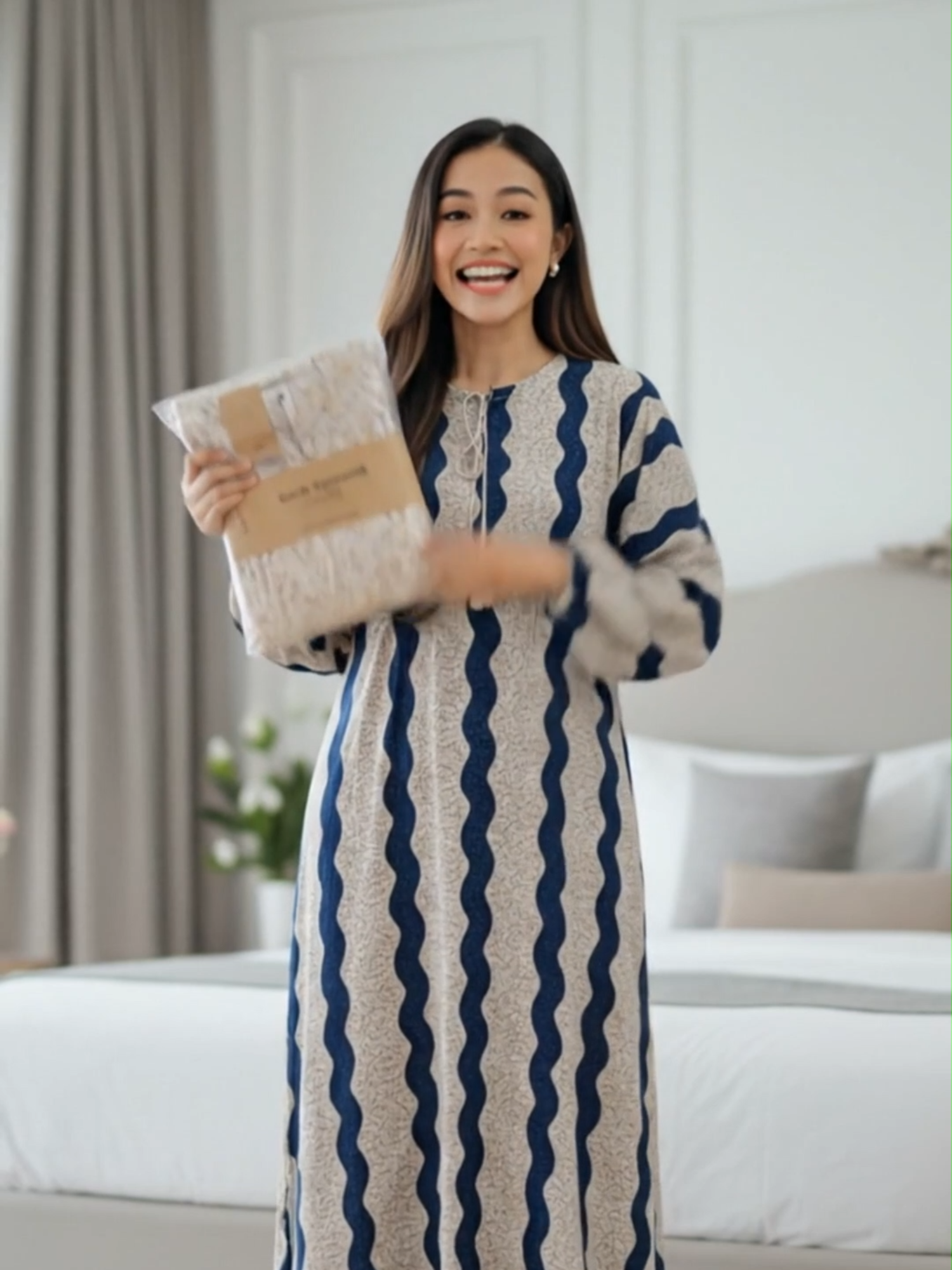 Gamis Dress Rayon Premium Motif Keris Navy #GamisRayonPremium #GamisBusuiFriendly #SetelanRayon #BumilFriendly