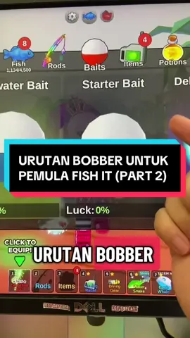 Urutan bobber pemula untuk teman-teman yang baru mulai bermain fish it, semoga video tutorial bobber aku membantu yah.