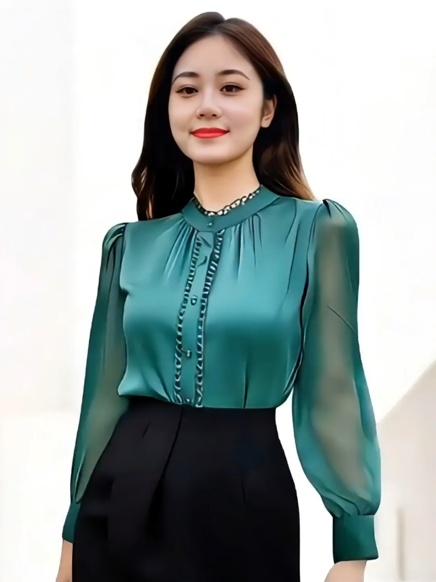 Áo sơ mi nữ thiết kế thời trang, trẻ trung, thanh lịch. Chất vải mềm mịn, thoáng mát @Review thời trang @Review thời trang @Review thời trang 