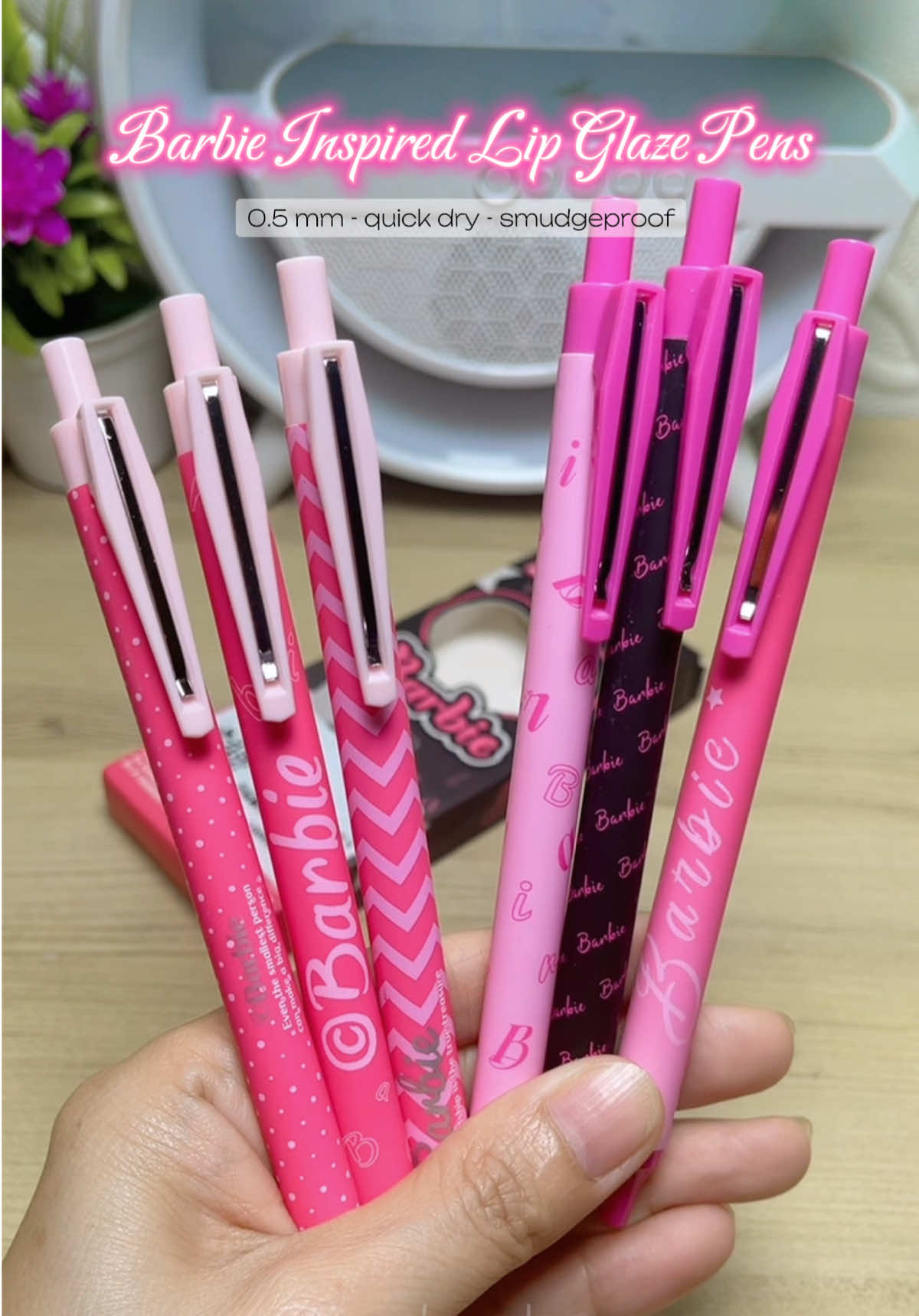 Super cute and affordable Gel Pen set. #gelpen #barbieinspiredballpen #lipglazepen #ballpenrecommendations #quickdrypen 