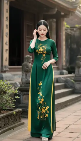 Áo dài xanh rêu lụa thêu#aodaivlog #aodaivietnam #aodaitruyenthong #aodaicachtan #aodai 