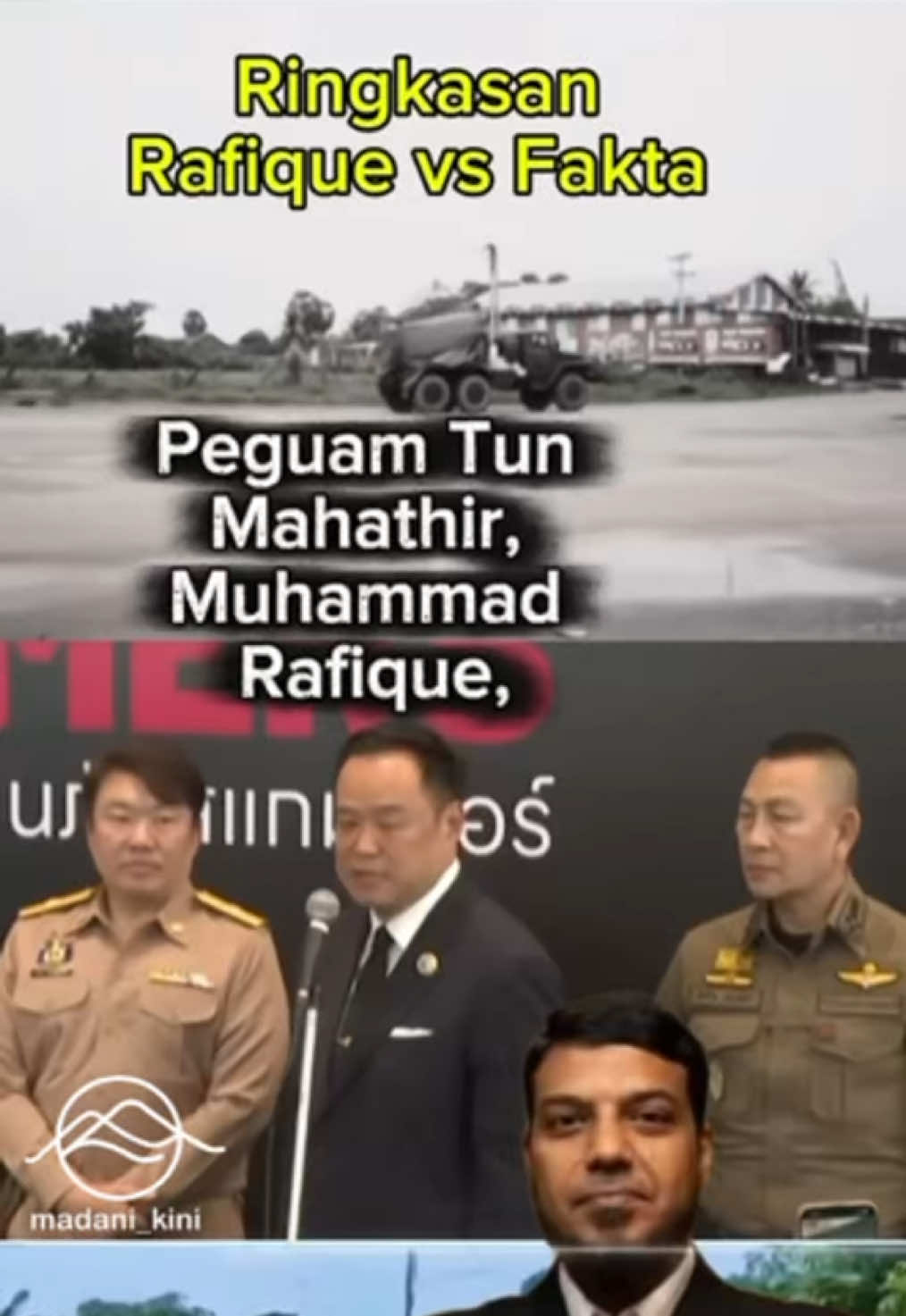 Peguam Tun Mahathir pecah tembelang fitnah PMX Tembelang fitnah Muhammad Rafique Rashid Ali terhadap Perdana Menteri, Datuk Seri Anwar Ibrahim sekali lagi dijawab oleh netizen. Dalam satu hantaran Facebook, Rafique yang juga peguam Tun Dr Mahathir Mohamad telah memperinci kegagalan Anwar berkaitan perjanjian damai Kemboja dan Thailand. Namun begitu, hantaran itu telah mendapati reaksi daripada aktivis pro-Kerajaan, Aliff Jamil yang mendedahkan penyelewengan fakta Rafique. Menurut Aliff, peguam tersebut didapati menggunakan dokumen tahun 2008 sebagai modal pembohongan. “Rafique bohong tentang Perjanjian Damai. Rafique kata kononnya Thailand menggantung perjanjian damai dgn Kemboja lepas dua askar Thai cedera kena periuk api. “Fakta yg sebenar, Perdana Menteri Thailand hanya menangguh sementara pelaksanaan tambahan pasukan pengaman dan proses pembebasan tahanan, sementara siasatan dijalankan. Thailand hanya mintak Kemboja patuhi klausa perjanjian (penyingkiran ranjau dan tahanan),” katanya. Fitnah Rafique yang mengatakan Anwar mengikut telunjuk kuasa luar dalam urusan perdamaian itu turut dibetulkan. “Rafique fitnah PMX mengikut telunjuk kuasa luar. (Tetapi) sidang di Kuala Lumpur itu dianjurkan dibawah kapasiti Malaysia sebagai Pengerusi ASEAN 2025. “Trump hadir hanya sebagai saksi saja, bukannya pengarah rundingan. Mediator yang sebenar adalah Pengerusi ASEAN itu sendiri melalui Wisma Putra. “Maknanya, Malaysia tak pernah tunduk terhadap kuasa luar, sebaliknya menjalankan tanggungjawab sebagai Pengerusi ASEAN. Jadi menuduh PMX tunduk kpd US membuktikan bahawa Rafique sedang hidup dalam dunia pembohongan dan denial syndrome,” ujarnya. Lebih dikesalkan apabila peguam itu juga berbohong dengan menggunakan dokumen Pertubuhan Bangsa-bangsa Bersatu (PBB) iaitu surat United Nations Security Council (UNSC) bertarikh 22 Julai 2008 kononnya sebagai bukti PBB tidak menyebut nama Anwar Ibrahim dalam konflik Thailand-Kemboja. “Padahal surat itu merujuk pada isu lama Preah Vihear yg berlaku pada tahun 2008, bukannya konflik yang baru tahun ini. Dia (Rafique) sanggup kutip dokumen 17 tahun lepas untuk fitnah Anwar Ibrahim sedangkan tahun 2008, Anwar Ibrahim bukannya Perdana Menteri lagi. “Itu bukan satu hujah yg akademik yg baik, bahkan itu pembohongan akademik tahap najis,” katanya. Tidak cukup penipuan dokumen PBB, Rafique juga cuba memanipulasi laporan media CNA yang menyebut kononnya Thailand menolak perantaraan Malaysia. Menurut Aliff, apa yang berlaku adalah, Thailand memilih rundingan dua hala terlebih dahulu supaya ia selaras dengan Artikel 23–24 Piagam ASEAN. Langkah ini juga, katanya, telah ditetapkan ASEAN yang menekankan prinsip rundingan dua hala terlebih dahulu sebelum beralih ke serantau. Jika sebelum ini Rafique sanggup menggunakan bekas Jeneral Thailand yang mengkritik peranan Anwar dalam perjanjian damai tetapi kali ini beliau memanipulasi pula kenyataan bekas Presiden Indonesia, Susilo Bambang Yudhoyono. “Yang sebetulnya, SBY bimbang Malaysia “dipaksa” dalam rundingan ekonomi serantau bukannya rundingan damai Thailand-Kemboja semata-mata. Kenyataan penuh SBY itu merujuk kepada perjanjian perdagangan, bukan “peace talk”. “Jadi Rafique yang petik kononnya SBY malu dengan Trump dan Anwar itu sebenarnya adalah satu putar belit dua dalam konteks yang berbeza antara ekonomi dan konflik perperangan dua negara. “Rafique ni bukan saja menipu rakyat Malaysia, tapi dia sanggup menunggang nama bekas Presiden Indonesia untuk dijadikan modal propaganda politik jahat dia,” jelasnya.