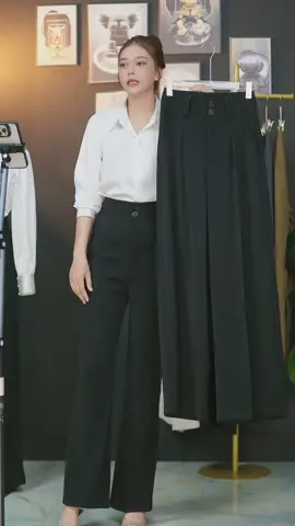 Quần ống suông 2 cúc bảng lưng cao hack dáng #quancongso #quantaynu #quannu #quansuong 