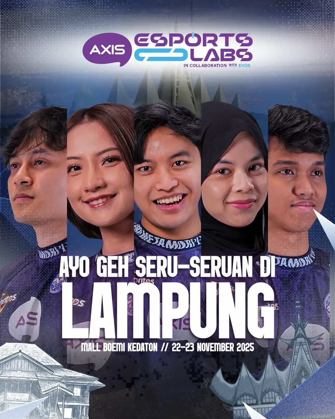 Lampung, Siap-Siap Kita Roar Bareng! 🔥🎮 AXIS Esports Labs bakal mampir ke Mall Boemi Kedaton tanggal 22–23 November 2025! 💥 Pantengin terus update-nya, karena bakal banyak kejutan gokil menanti lo di AEL Lampung!