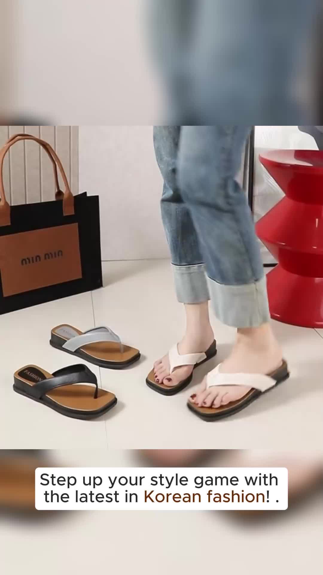 Korean Fashion Women's Slippers Thick Soled Casual Flip Flops #slippers #fyp #fyp #sandals 