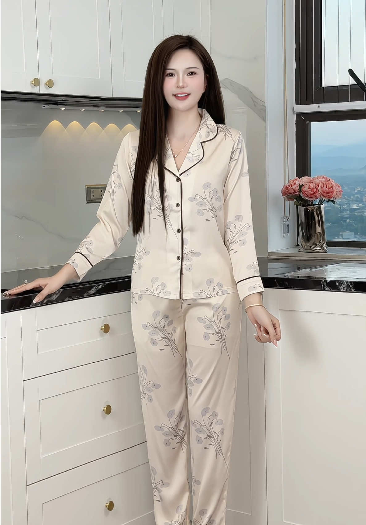 Đồ bộ xinh in hoa văn tinh tế #champhanreview #pijama 