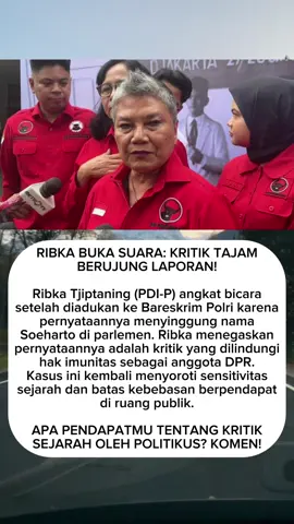 KRITIK SOEHARTO BERUJUNG LAPORAN POLISI! RIBKA PDIP ANGKAT BICARA! Menurut Anda, apakah kritik terhadap tokoh sejarah dalam forum resmi DPR patut dibawa ke ranah hukum? Tulis pendapat Anda di kolom komentar! 👇 #ribkatjiptaning #soeharto #dprri #politik #indonesia