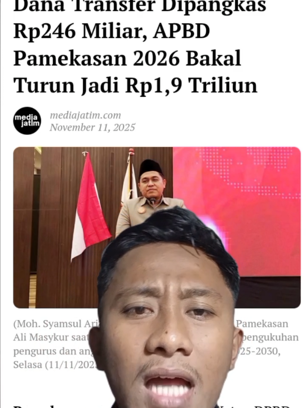 Tahun depan, anggaran Pamekasan bakal dipangkas Rp246 miliar! 😱 Apa yang bakal terjadi ke desa-desa kita? Apakah tunjangan kepala desa aman? Mari bahas biar kita melek anggaran dan tahu ke mana uang kita mengalir 💸 #PamekasanUpdate #BeritaMadura #AnggaranDaerah #DanaDesa #APBDPamekasan      @mediajatim 