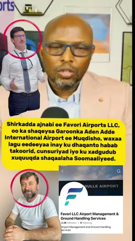 Shirkadda ajnabi ee Favori Airports LLC, oo ka shaqeysa Garoonka Aden Adde International Airport ee Muqdisho, waxaa lagu eedeeyaa inay ku dhaqanto habab takoorid, cunsuriyad iyo ku xadgudub xuquuqda shaqaalaha Soomaaliyeed.#favoriairportsllcmanagement #somalitiktok #muqdisho #somaligoverment #CapCut 
