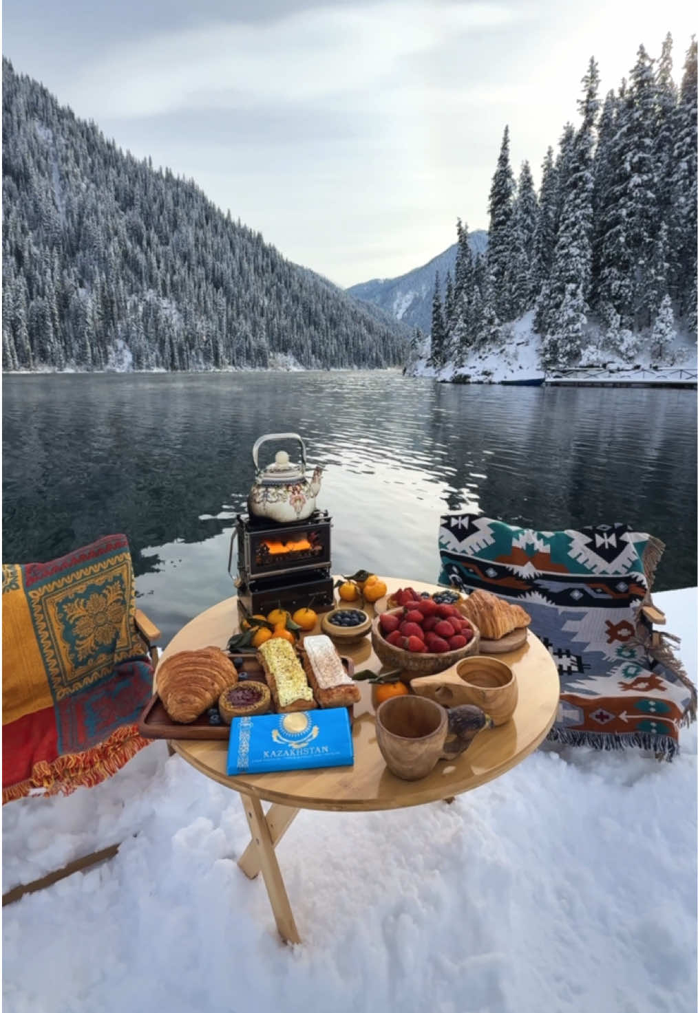 Discover the snowy winter of Kazakhstan by visiting the Kolsai Lakes✈️🇰🇿 Book your trip to Kazakhstan with MySTOPOVER for only $19 during your stopover in Almaty or Astana. #airastana #kazakhstan 