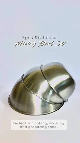 BAKE/COOKING ESSENTIAL ALERT! Say goodbye to flimsy plastic bowls! Get these Korean 304 Stainless Steel Mixing Bowls — perfect for prepping your pancakes, cakes, salads, or marinades! Food grade, easy to clean, and super durable. They even nest for easy storage! Grab this kitchen upgrade during the FLASH SALE before the timer runs out! Shop now! #tiktokfindsph  #tiktokshopph  #kitchenmusthaves  #bakingph  #nipiinkitchenwares 