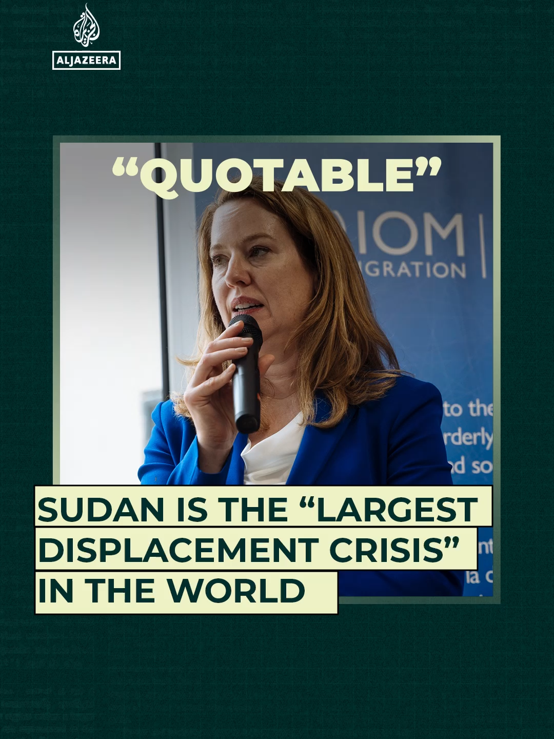 Amy Pope, director general of the International Organization for Migration, says that Sudan has the world's largest displacement crisis.  . With more than 10 million people displaced, Pope says it is mostly affecting women and children and that the crisis in Sudan doesn’t get the attention it deserves.' #news #Quotable